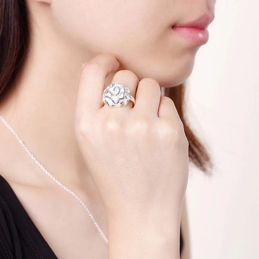 Rose Flower Jewelry Set – Romantic Sterling Silver