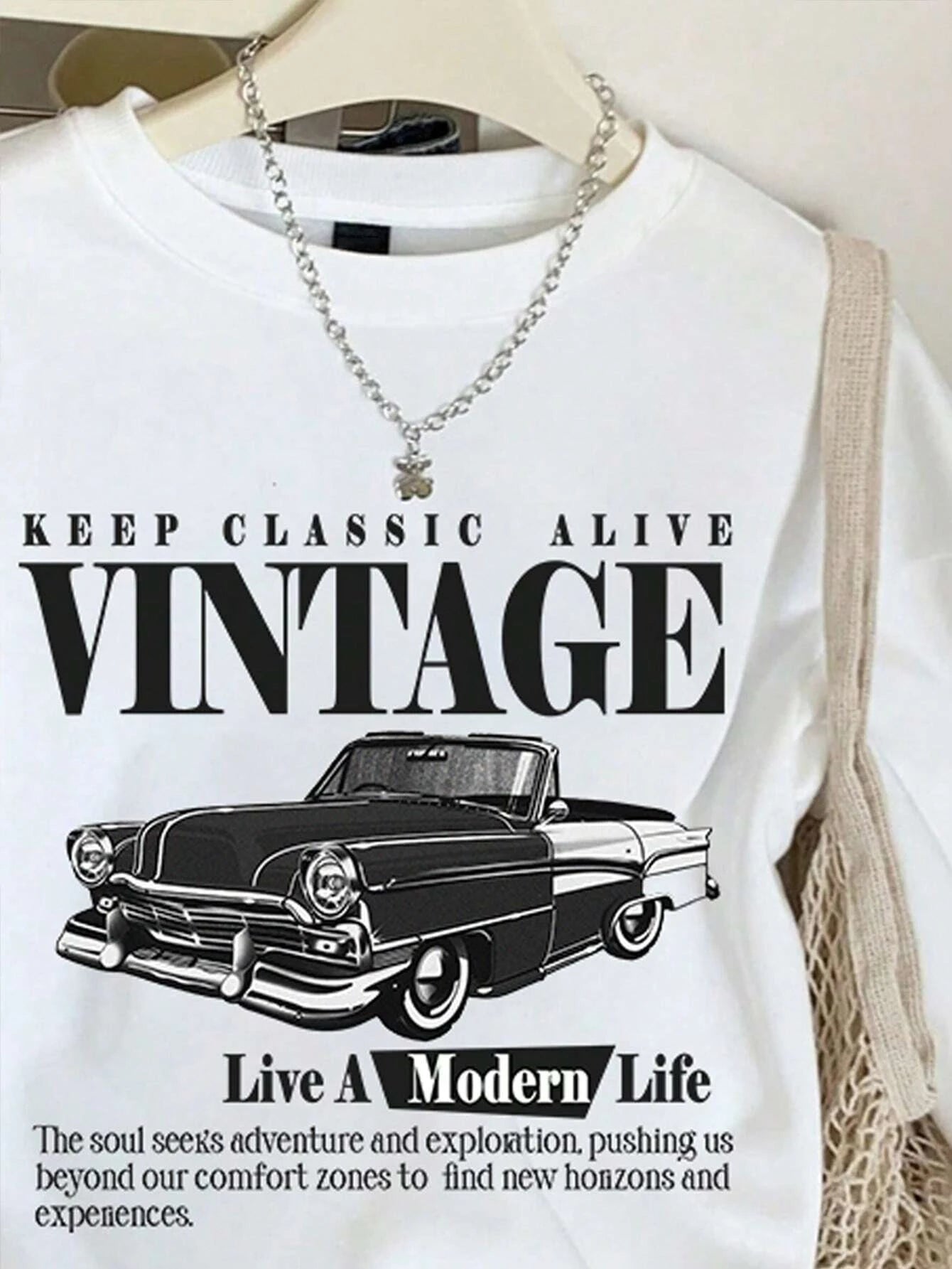 Car Print Graphic Hoodie — Retro Style Pullover, “Keep Classic Alive”