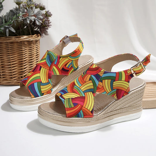 SoftGlow Wedges | Elegant Round-Toe Sandals with Thick Sole