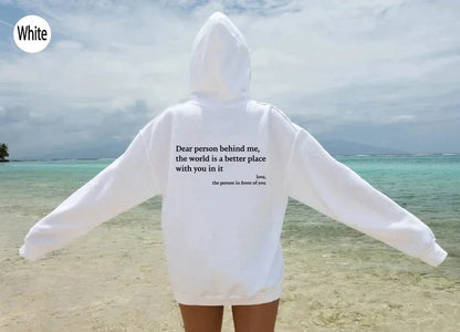 Oversized Letter Hoodie — “Dear Person Behind Me” Print, Casual