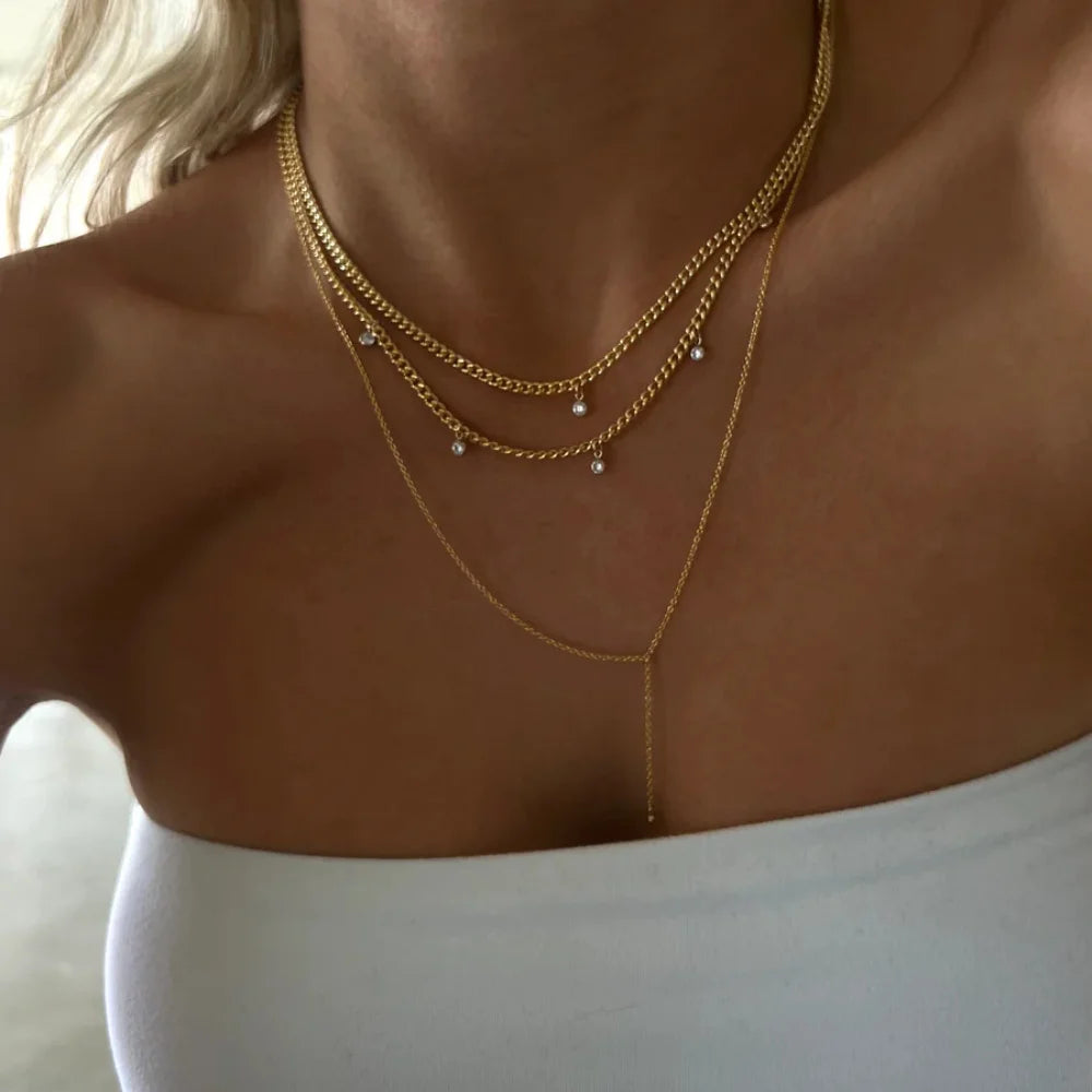 Boho Crystal Pendant Necklace – Handmade Layered Chain Jewelry