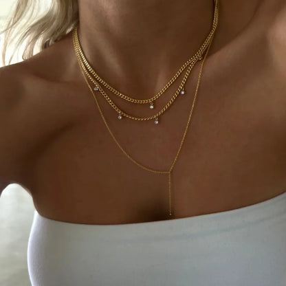 Boho Crystal Pendant Necklace – Handmade Layered Chain Jewelry