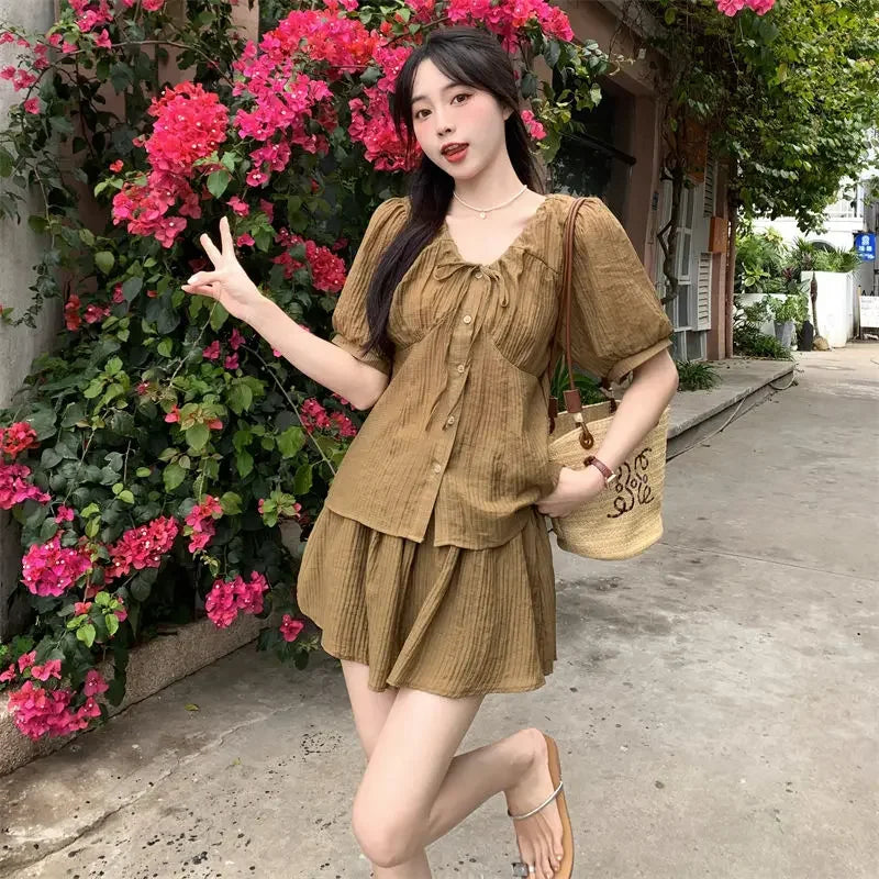 Tailored Button Shirt & Shorts Co-ord