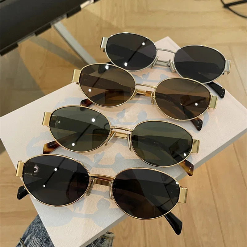 NovaShield | Oval Metal Sunglasses – Vintage Chic, Full UV Sunblock