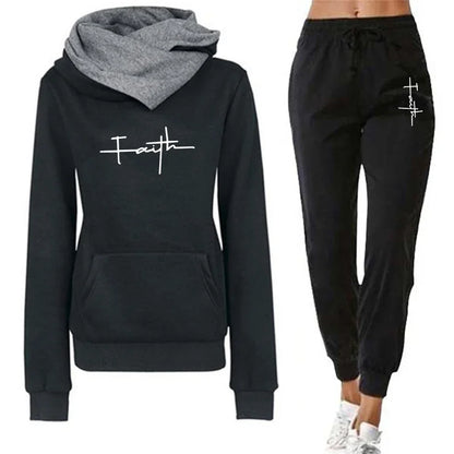 Casual Printed Sports Hoodie & Pants Set – Outdoor Jogging Suit