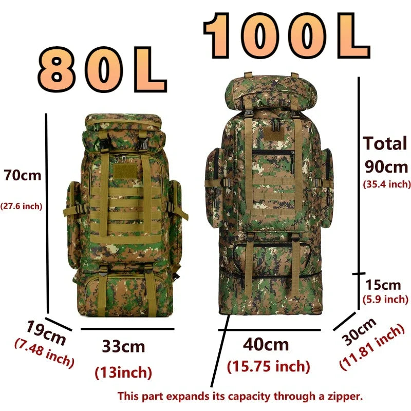 TrekMax 80L/100L Mountaineering Backpack – Tactical Outdoor Pack