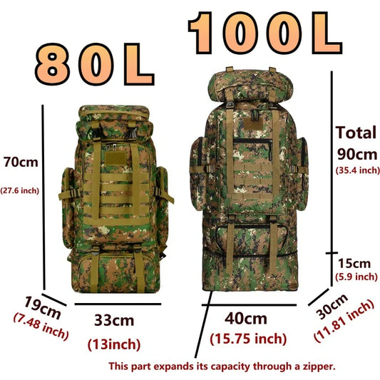 TrekMax 80L/100L Mountaineering Backpack – Tactical Outdoor Pack