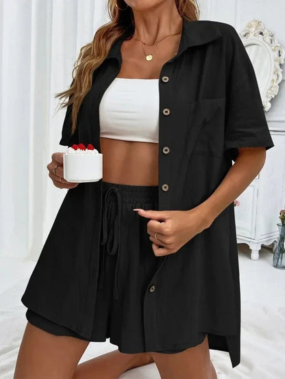 Mono Shirt Set – Solid Button Shirt & Relax Shorts