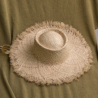 Natural Raffia Wide Brim Hat | Handwoven Straw – Travel & Beach Sun Protection