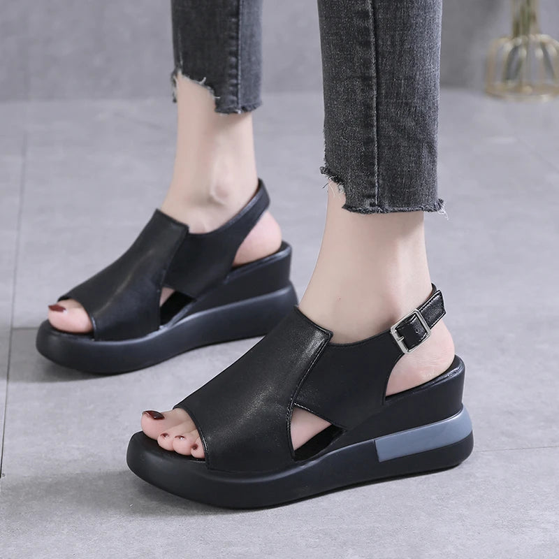 Platform Thick-Soled Sandals for Women, Lightweight Wedge Heel Fish Mouth Sandals