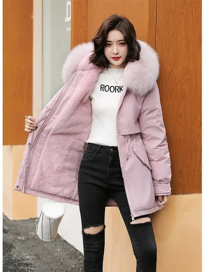 Wool Fur Hooded Parka