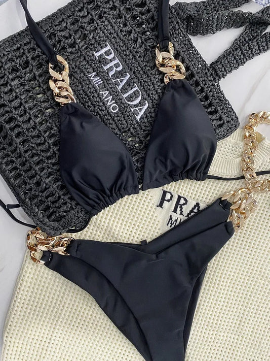 Triangle Halter Bikini with Push-Up – Classic Fit