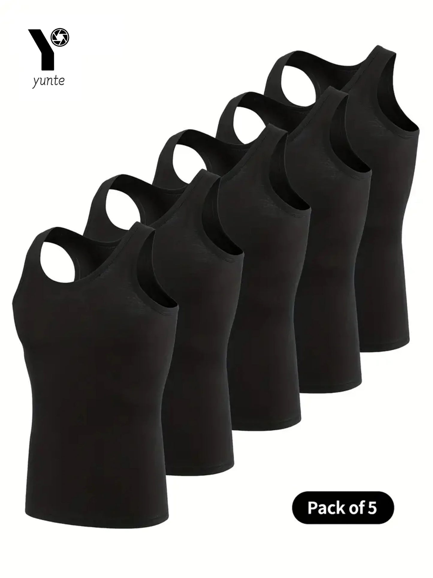Essential Black Sports Vest – 5-Pack Breathable Fit