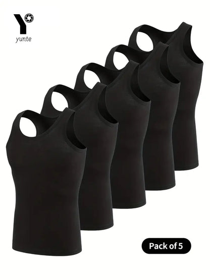 Essential Black Sports Vest – 5-Pack Breathable Fit