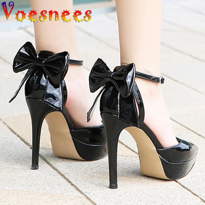 Voesnees | Pointed Toe 12CM Stiletto Pumps – Bow-Knot Detail