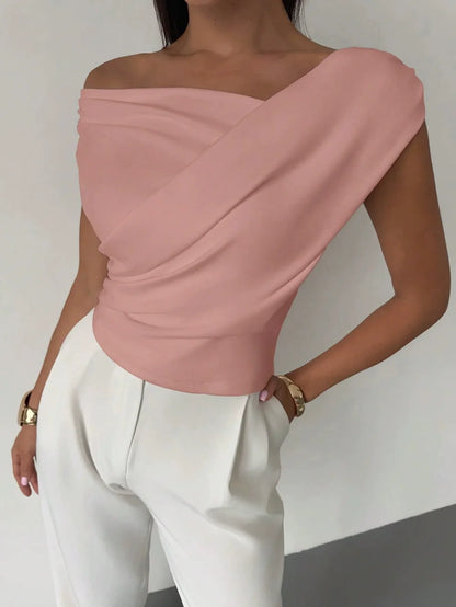 Minimalist Edge – Sleeveless Casual Tee for Women