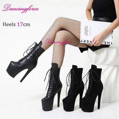 Catwalk17 | 17CM Suede Matte Platform Pole Dance Boots – Round Toe