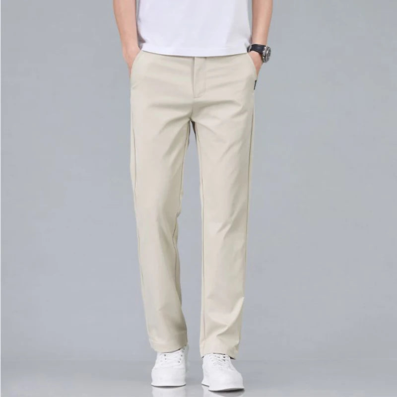 Classic Solid Color Cotton Casual Pants – Slim Fit