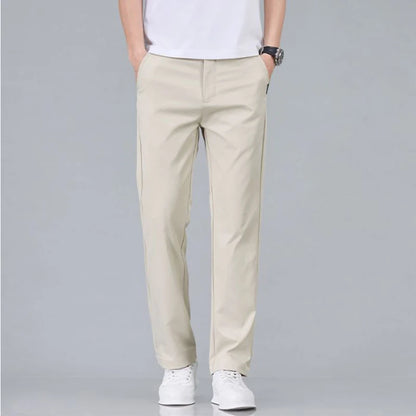 Classic Solid Color Cotton Casual Pants – Slim Fit