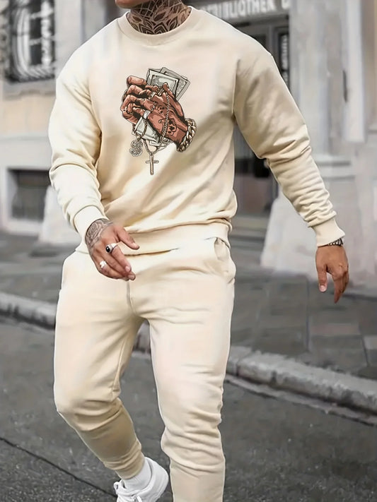 Plush Hoodie & Loose Pants Set – Casual Winter Pullover