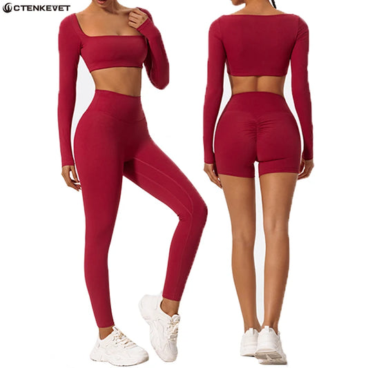 Ctenkevet Long-Sleeved Sports Set — Women's Outdoor Running & Yoga Activewear Crop Top          Perguntar ao ChatGPT