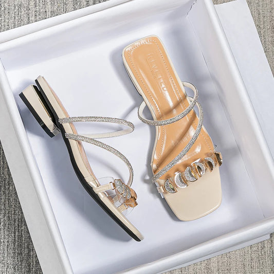 SquareStep Flats | Trendy Office Sandals with Modern Lines