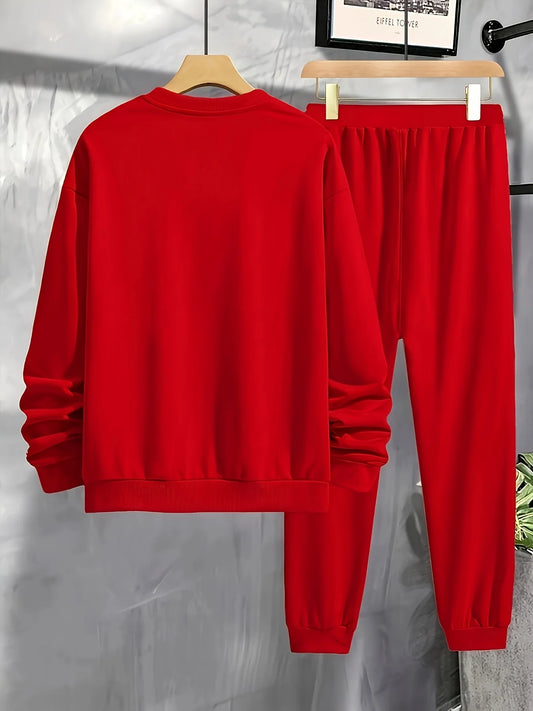 Printed Hoodie & Jogging Pants Set – Polyester Casual