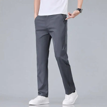 Classic Solid Color Cotton Casual Pants – Slim Fit