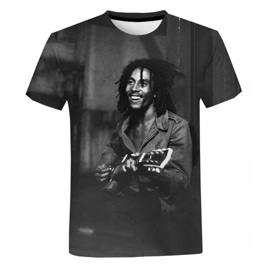 Bob Marley 3D Print Tee – Casual Music Vibes