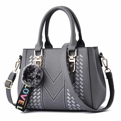 Embroidery Messenger Bag | Leather Hair Ball Handbag