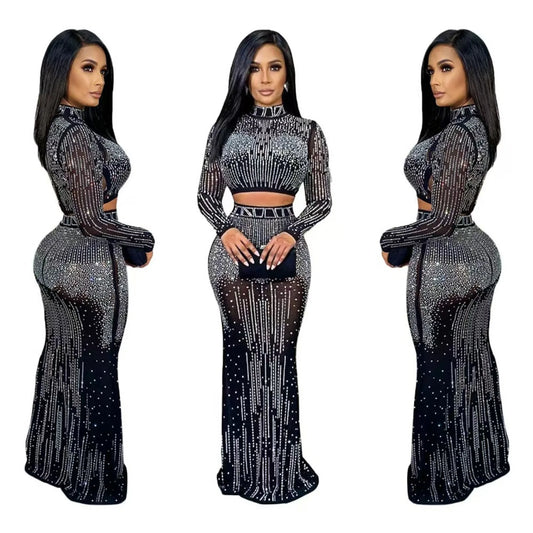 Crystal Pearl Transparent Skirt Set