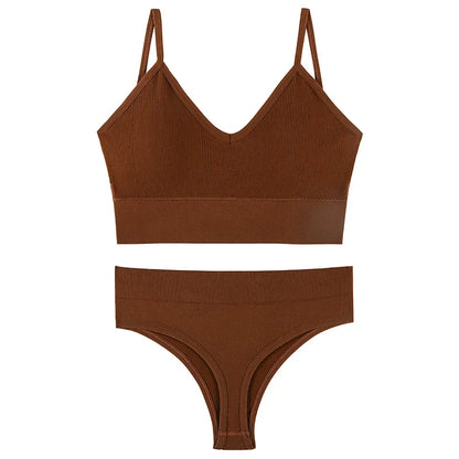 Wireless Seamless Lingerie Set – G-String & Crop Top