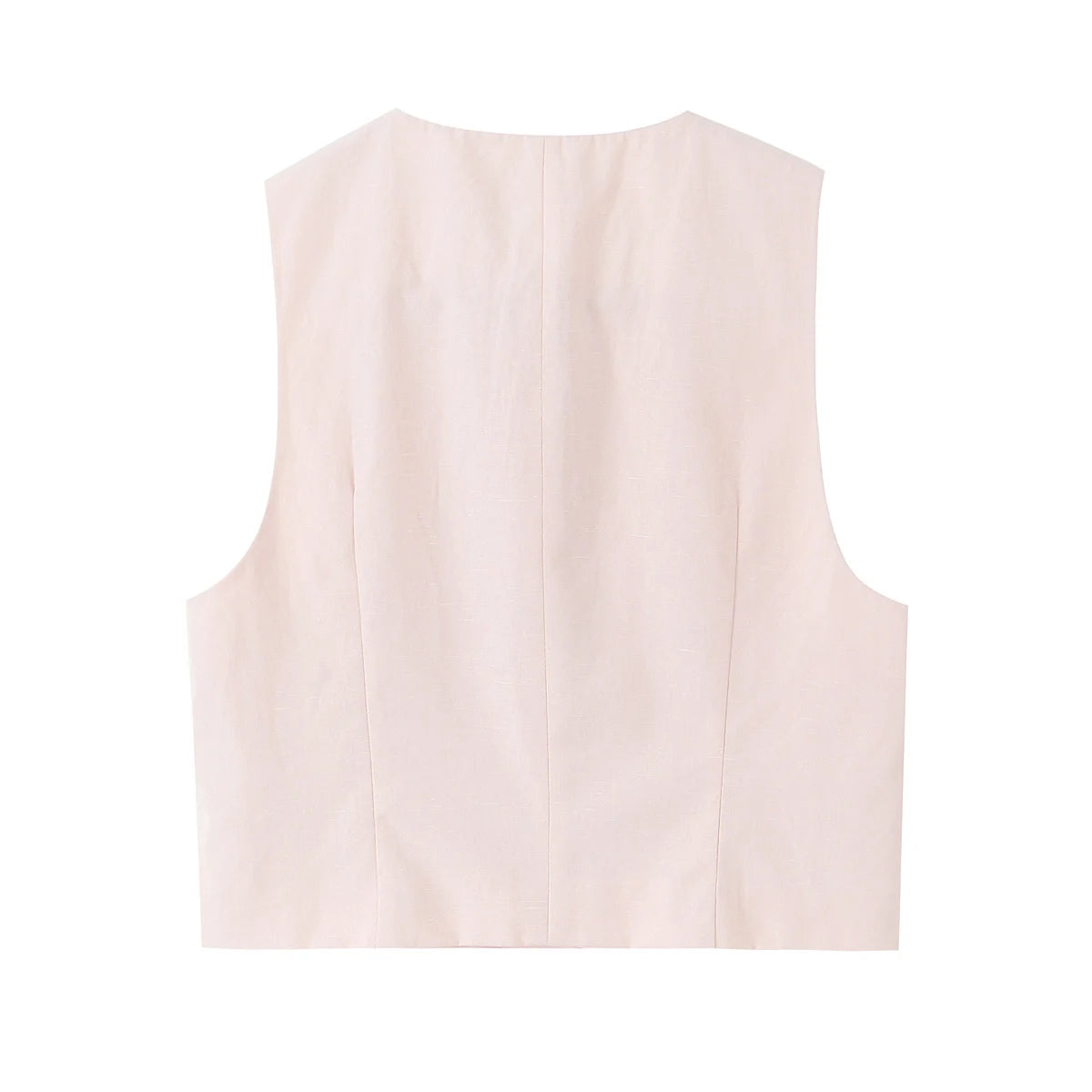 Chic Vest & Pants Suit – Casual V-neck Crop Top + Wide-leg Elastic Waist Pants