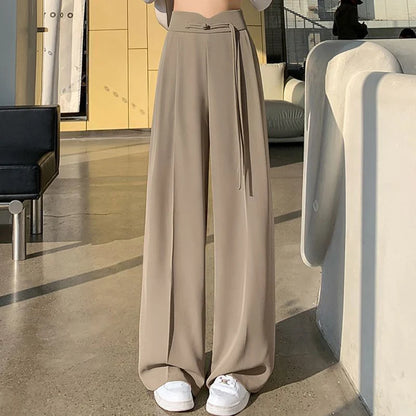 Straight Suit Pants — High Waist Loose Fit