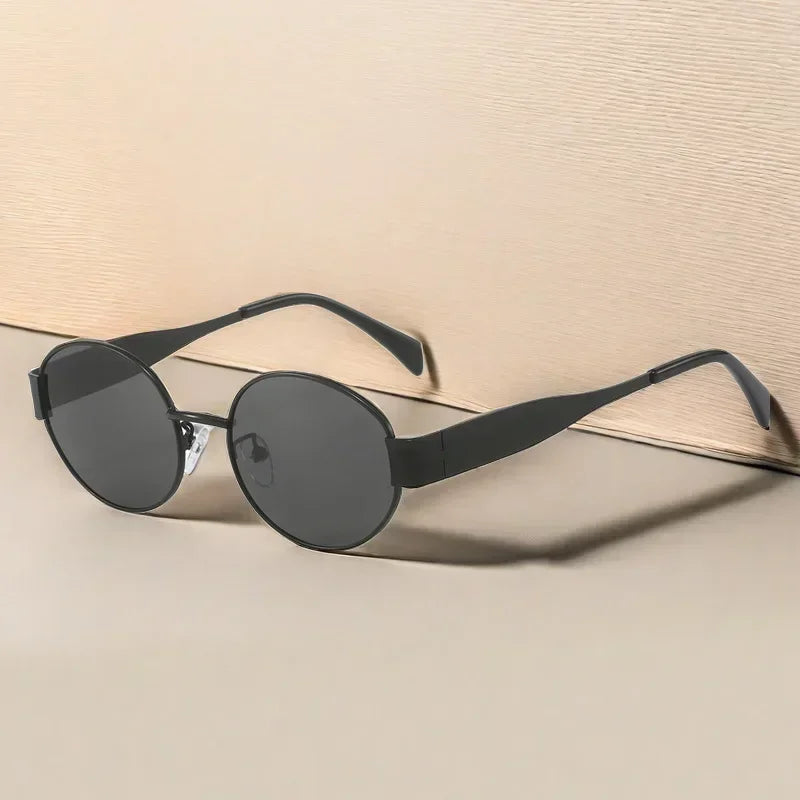 NovaShield | Oval Metal Sunglasses – Vintage Chic, Full UV Sunblock