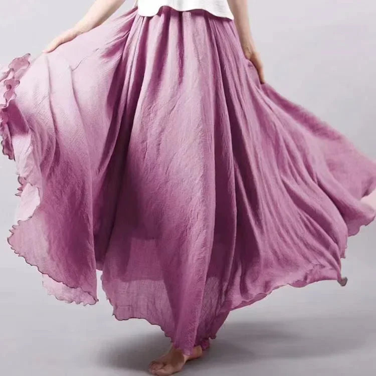 Cotton Linen Maxi Skirt — Casual Harajuku Style