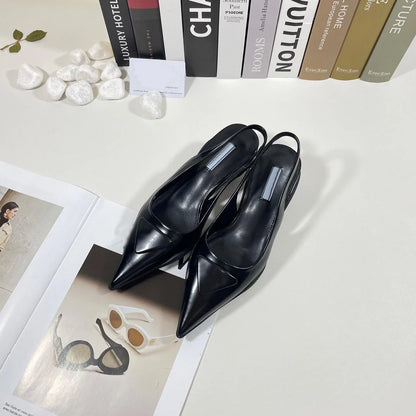 TkMode | Black Genuine Leather Sandals – 7CM Heel & 3CM Platform