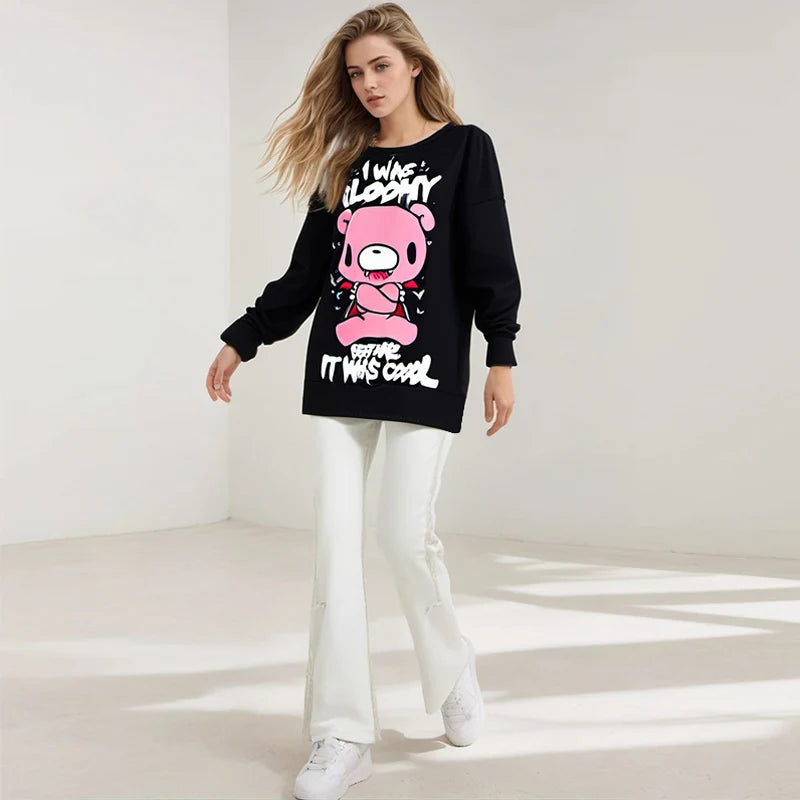 Subculture Bear Hoodie — Loose Fit, Black, Urban Street Style