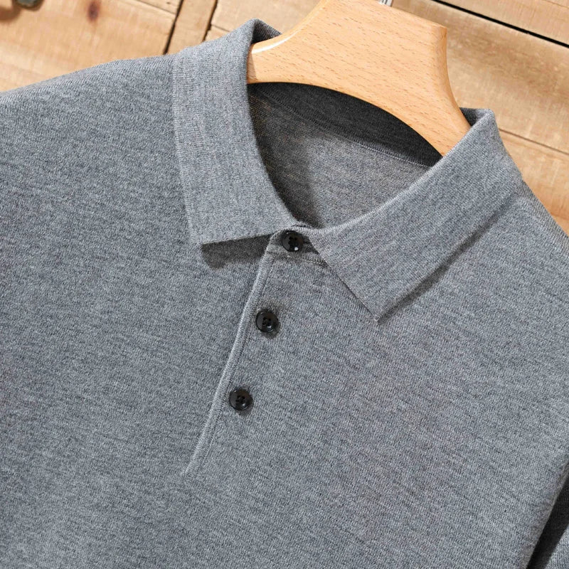 Lightweight Worsted Wool Polo Sweater – Refined Short Sleeve Knit