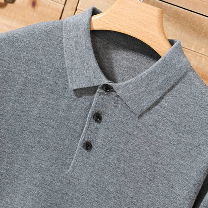 Lightweight Worsted Wool Polo Sweater – Refined Short Sleeve Knit