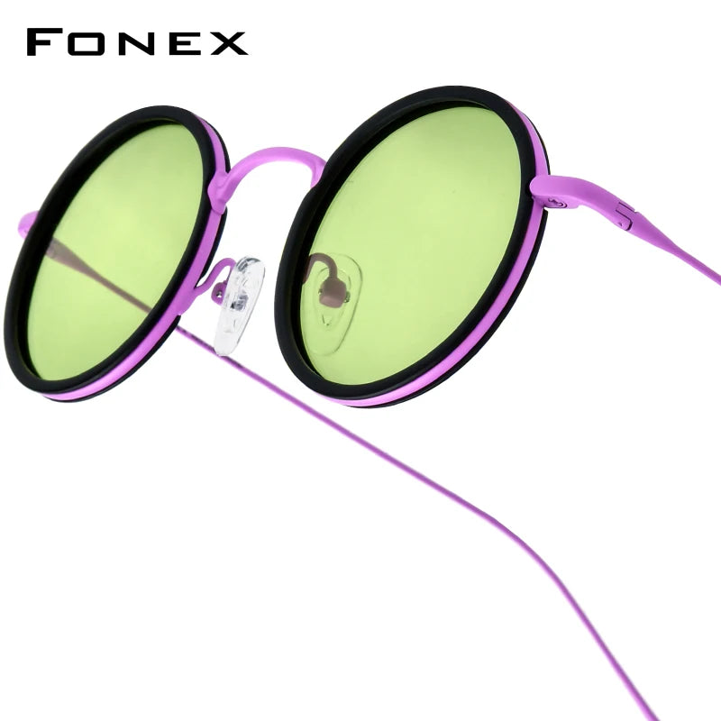 FONEX Acetate Titanium Polarized Sunglasses – Vintage Round Unisex Design