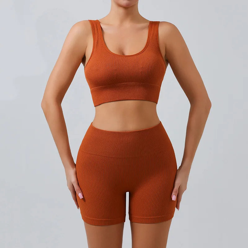 RibMotion Crop Set – Tank Top & High Waist Shorts