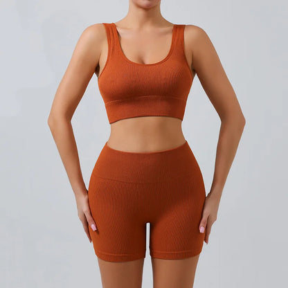 RibMotion Crop Set – Tank Top & High Waist Shorts