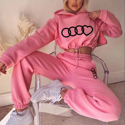 Hooded Drawstring Short Top & Pants Tracksuit Set – Daily Two Piece