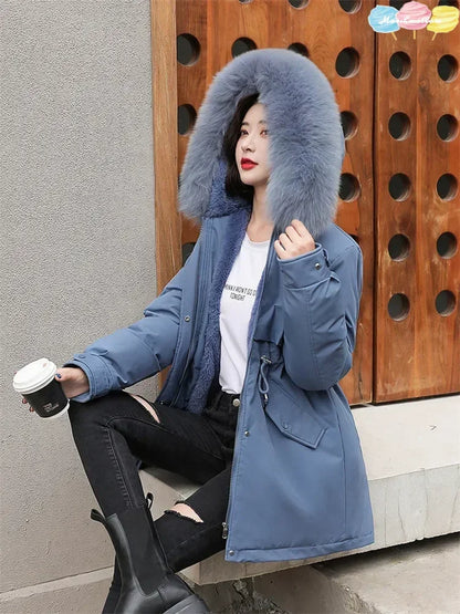 Wool Fur Hooded Parka