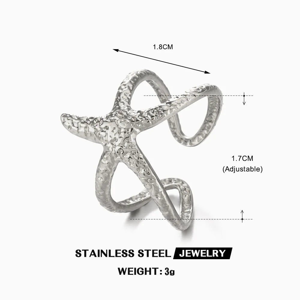 Starfish Open Ring – Waterproof Gold or Silver
