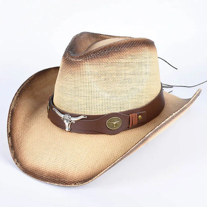 Vintage Pink Straw Cowboy Hat | Wide Brim Panama Style – Summer Beachwear