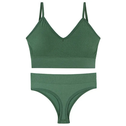 Wireless Seamless Lingerie Set – G-String & Crop Top