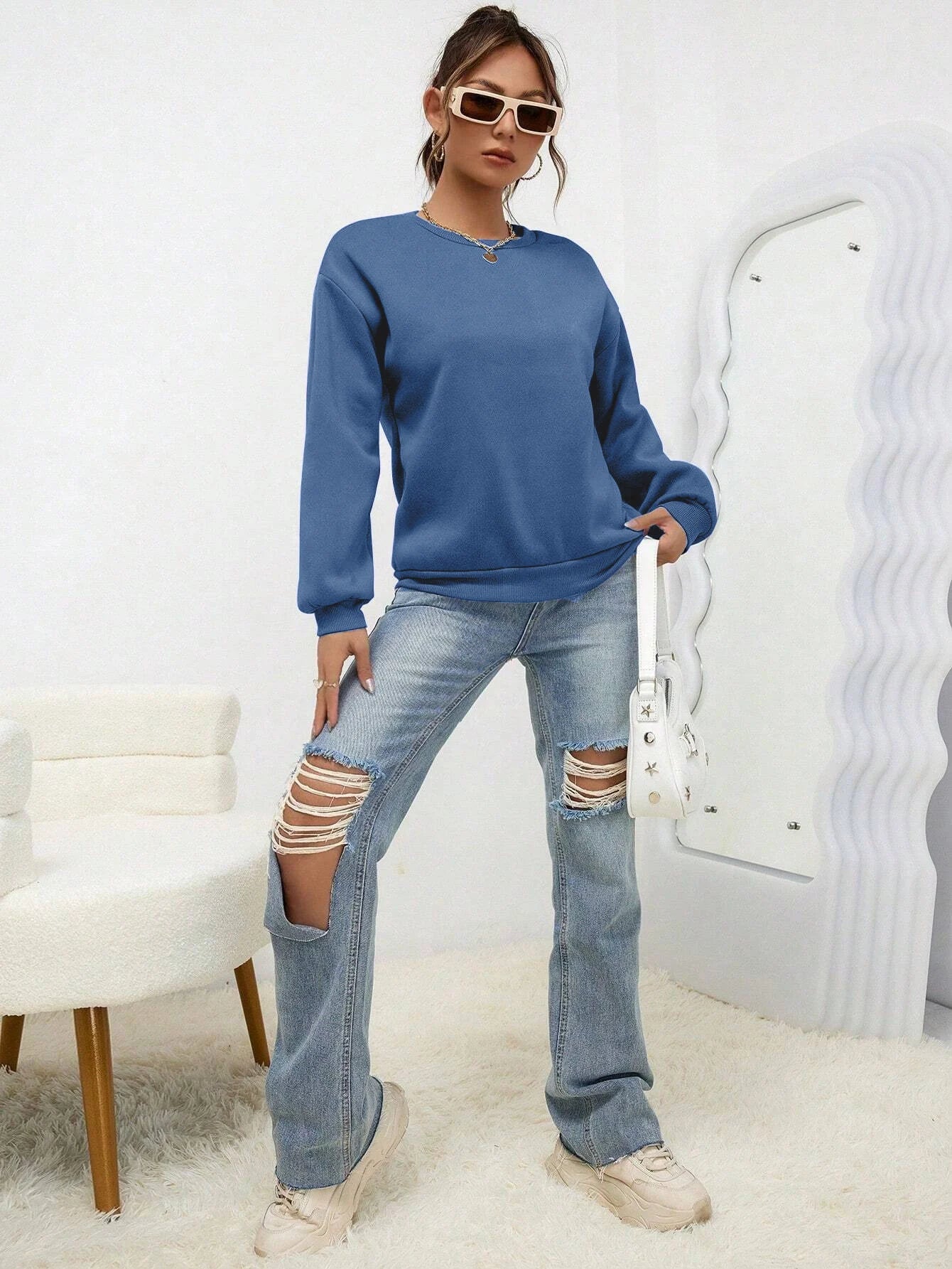 Colorful Crewneck Sweatshirt — Minimal Solid, Comfy Everyday Fit