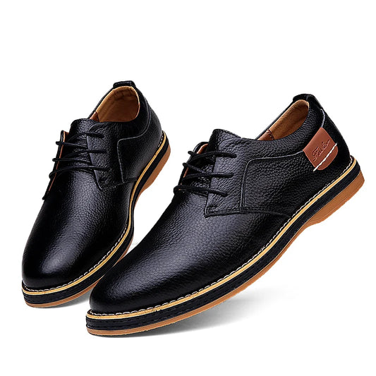 Brogue Leather Dress Shoes — Lace-Up Oxford with Premium Finish